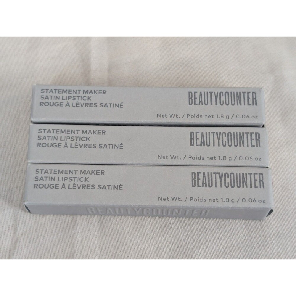 3x lot Beautycounter Statement Maker Satin Lipstick ENERGIZED .06 Full Size 1.8